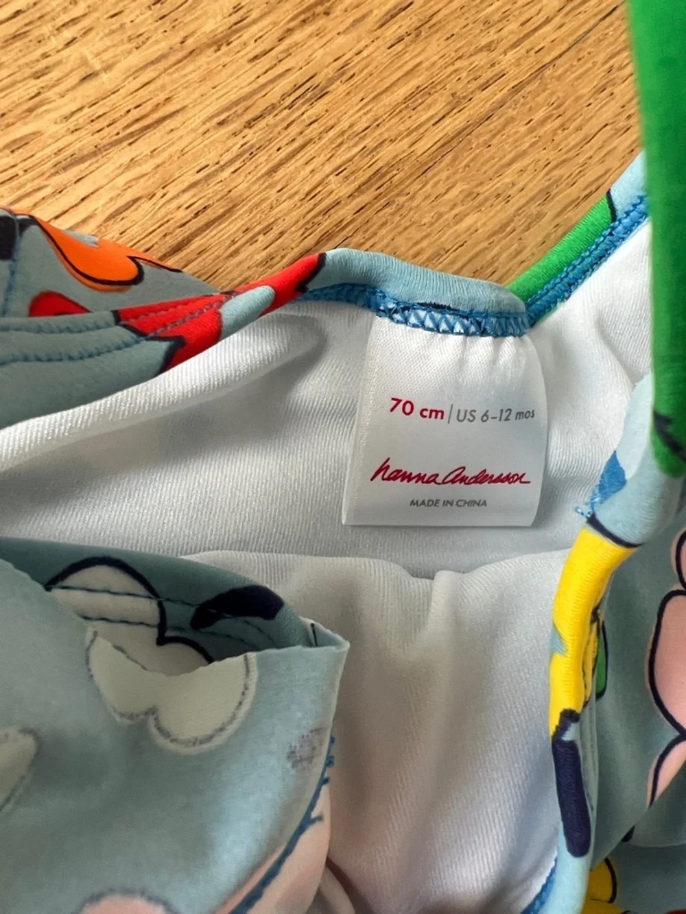Hanna Andersson Light Blue Floral Ruffle One-Piece swimsuit baby 6-12 months